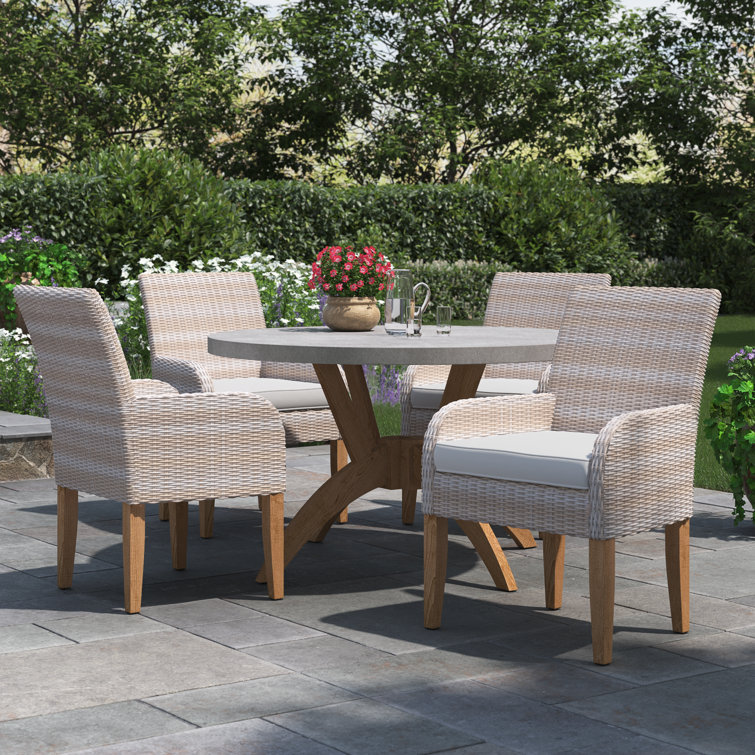 Akiva 52 Round 4 Person Outdoor Dining Set with Cushions Reviews Birch Lane